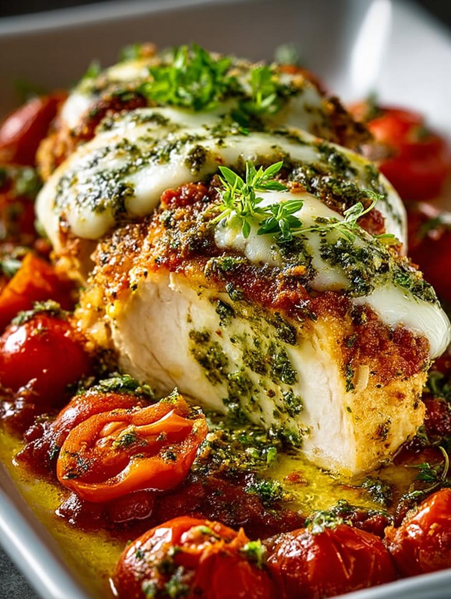 Baked Pesto Mozzarella Chicken: 5 Mouthwatering Servings - Baked Pesto Mozzarella Chicken - additional detail