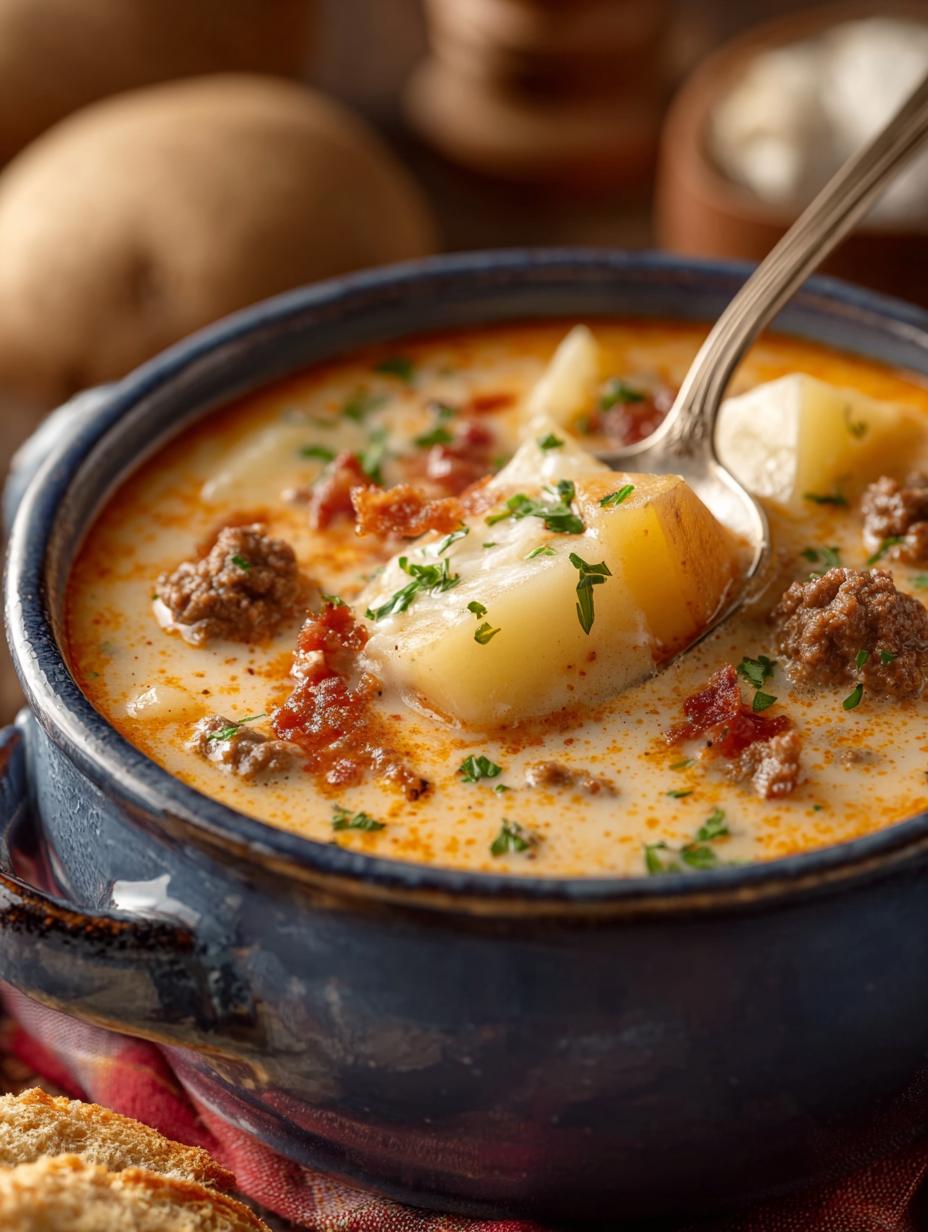 Cheesy Beef Potato Soup: 5 Savory Steps to Comfort 5 Cheesy Beef Potato Soup: 5 Savory Steps to Comfort - Cheesy Beef Potato Soup - main visual representation
