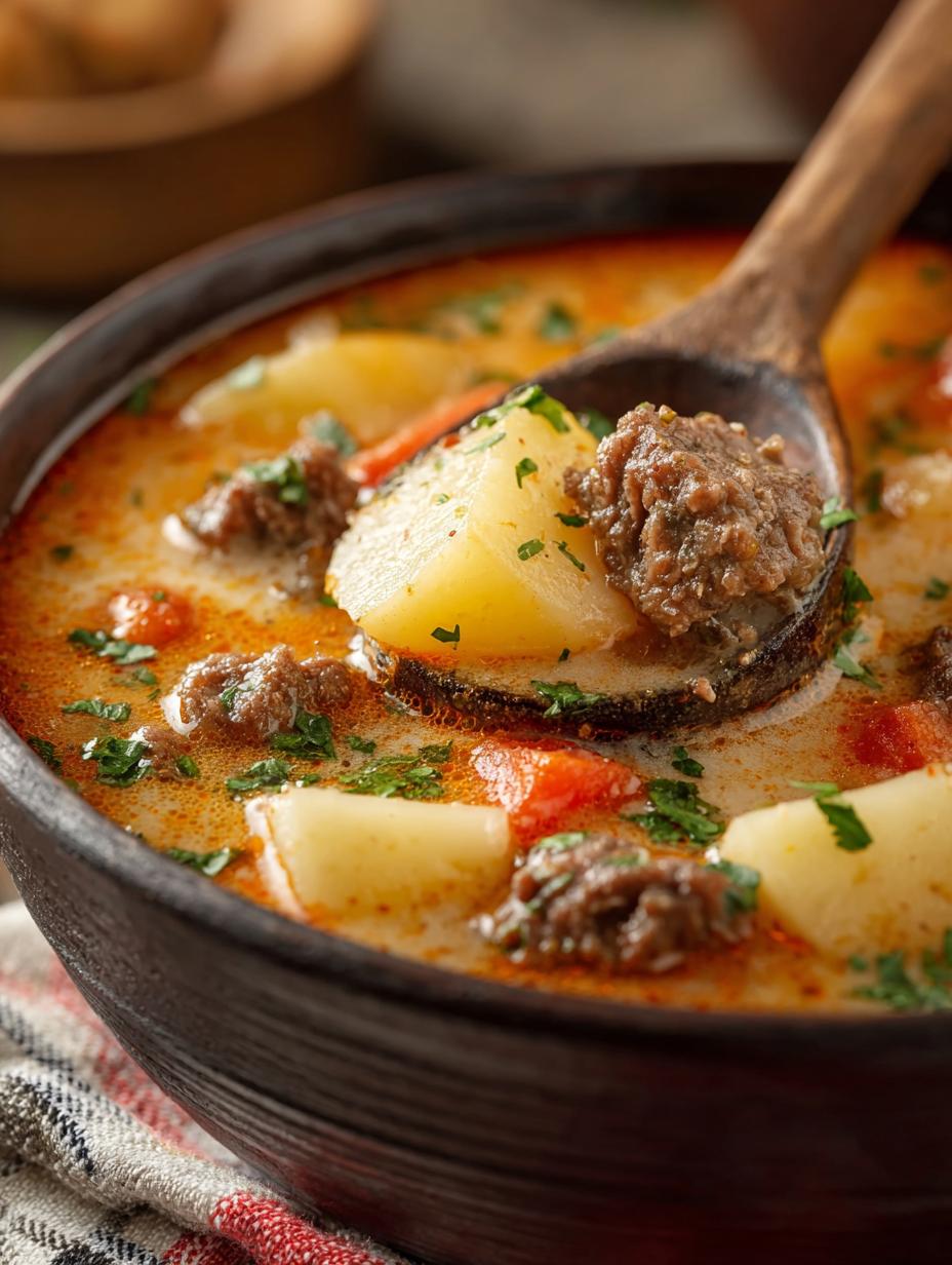 Cheesy Beef Potato Soup