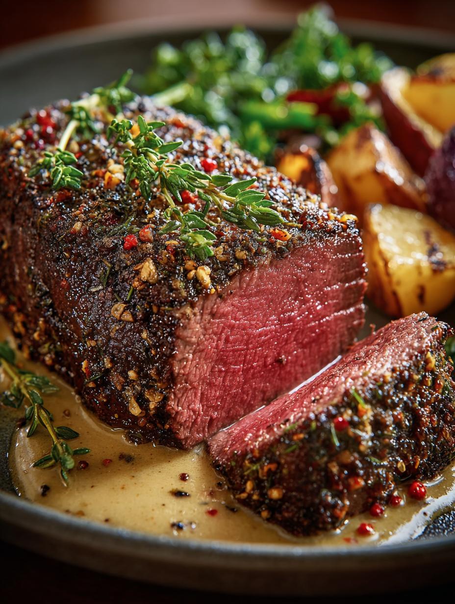Garlic Peppercorn Crusted Beef: A Bold and Elegant Dish - Garlic Peppercorn Crusted Beef - main visual representation