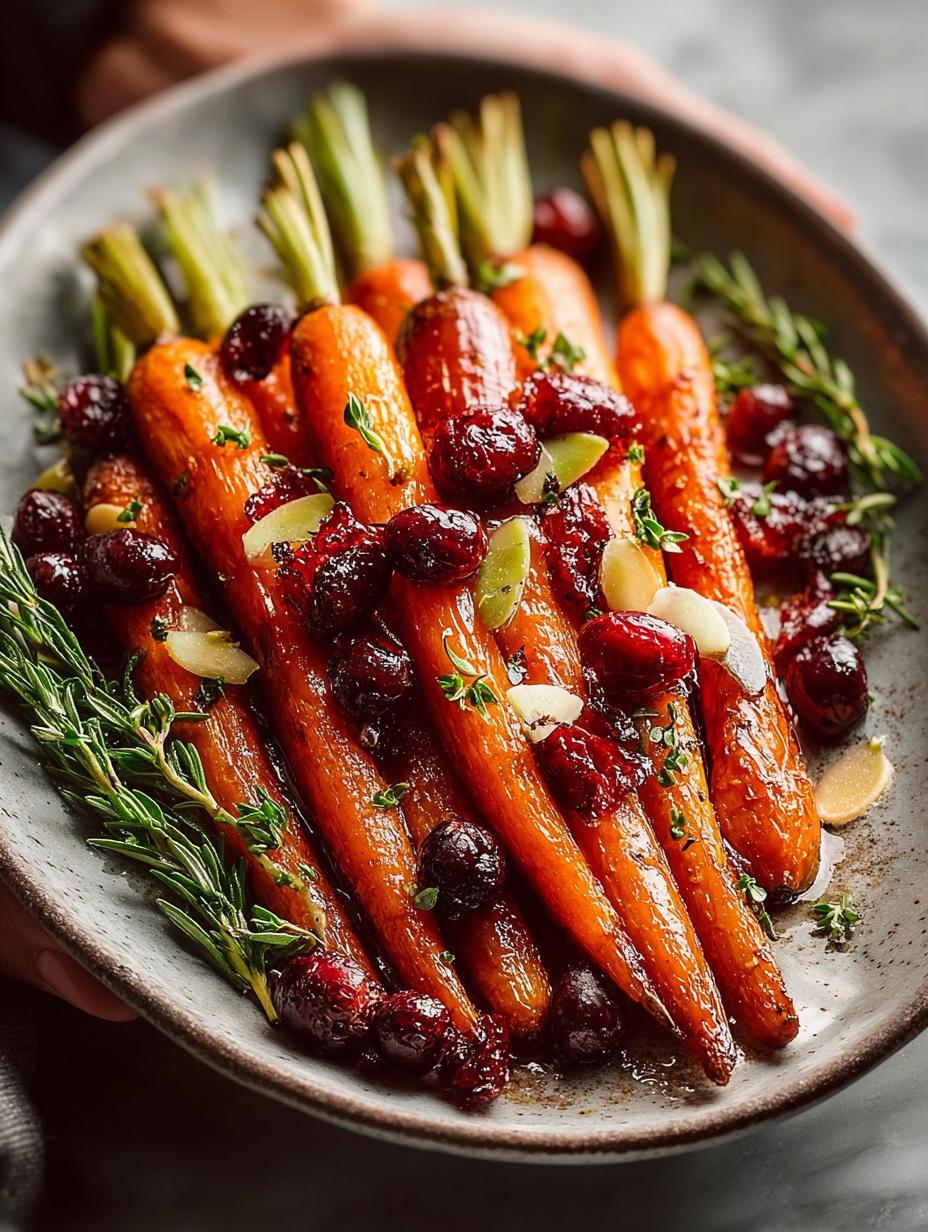 Maple Roasted Carrots with Cranberries and Harissa - Maple Roasted Carrots with - main visual representation
