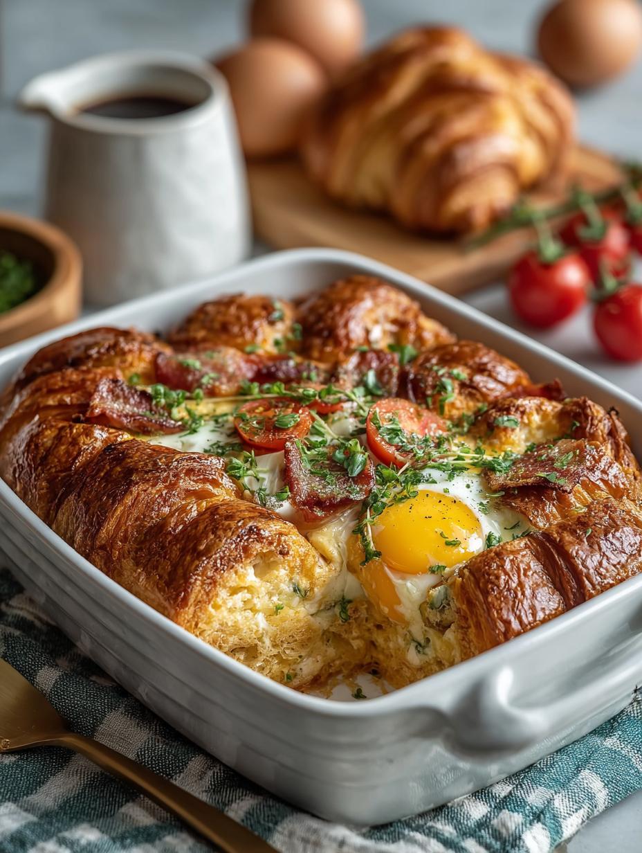 Overnight Croissant Breakfast Casserole