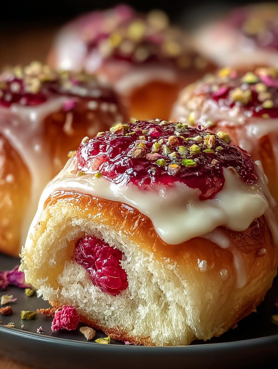 Raspberry Rose Cheesecake Buns