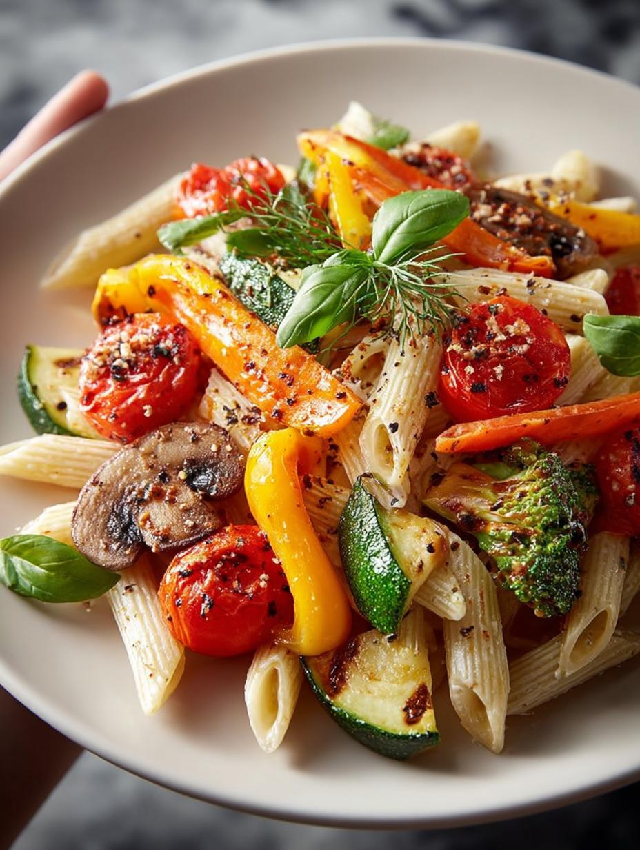 Roasted Vegetable Pasta with Parmesan and Basil Delight 5 Roasted Vegetable Pasta with Parmesan and Basil Delight - Roasted Vegetable Pasta with - main visual representation