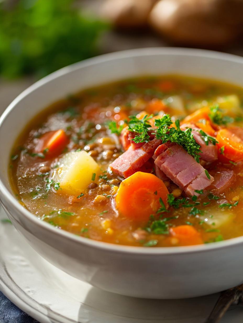 Scottish Ham Lentil Soup: 5 Hearty Comforting Variations - Scottish Ham Lentil Soup - additional detail