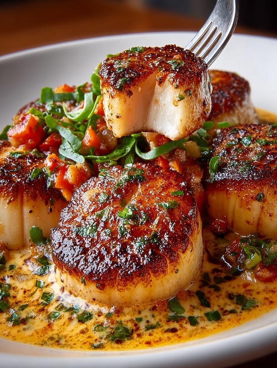Delicious Seared Scallops with Cajun Cream Sauce - Seared Scallops with Cajun - additional detail