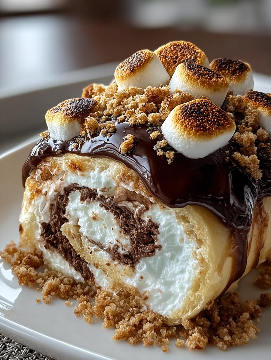 Gooey Smores Rolls with Marshmallow Meringue Magic - Smores Rolls - additional detail