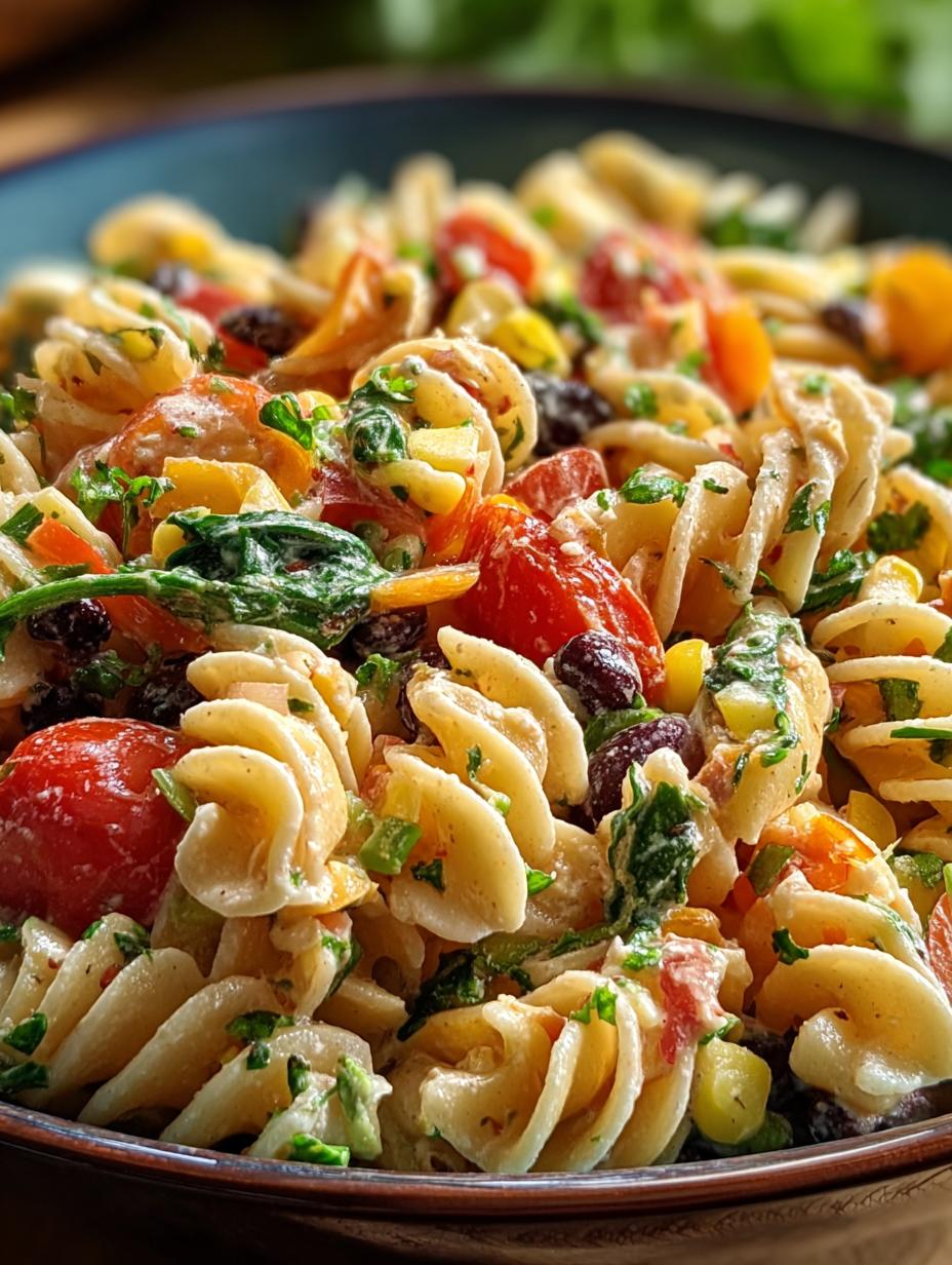 Southwest Pasta Salad with Spicy Garlic Dressing Delight - Southwest Pasta Salad with - main visual representation