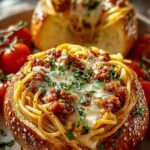 Spaghetti Garlic Bread Bowls