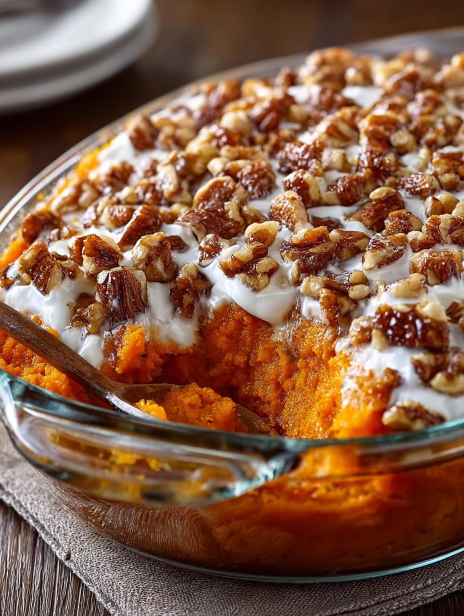 Sweet Potato Casserole with Buttery Pecan Crumble Delight - Sweet Potato Casserole with - additional detail