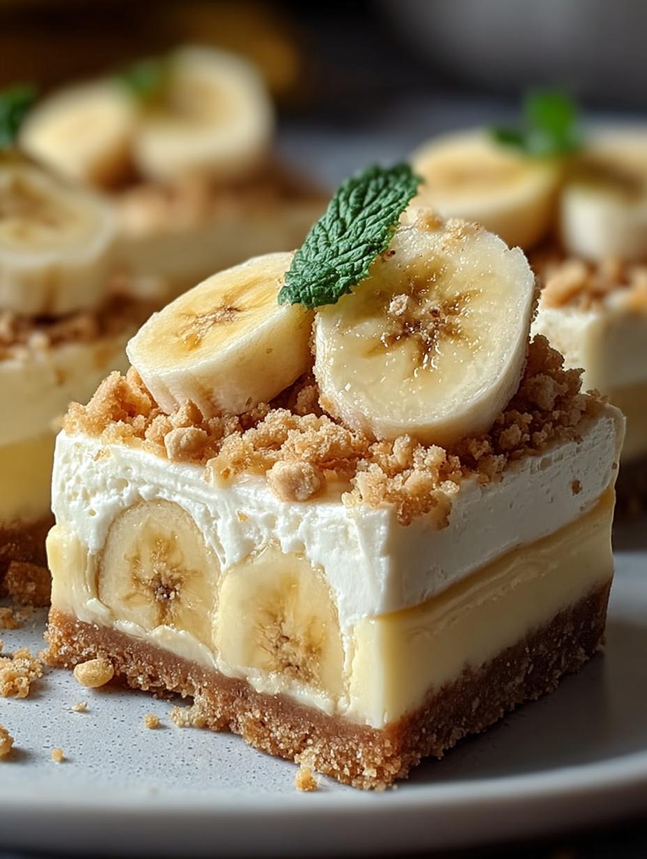 Irresistible Banana Pudding Cheesecake Squares fresh from the oven on a cooling rack