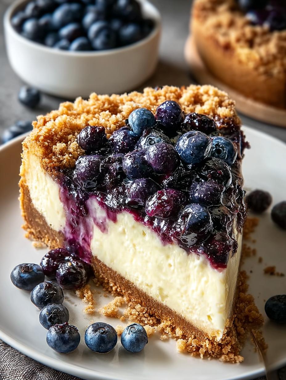 Heavenly Blueberry Crumble Cheesecake for Sweet Moments - Blueberry Crumble Cheesecake - main visual representation