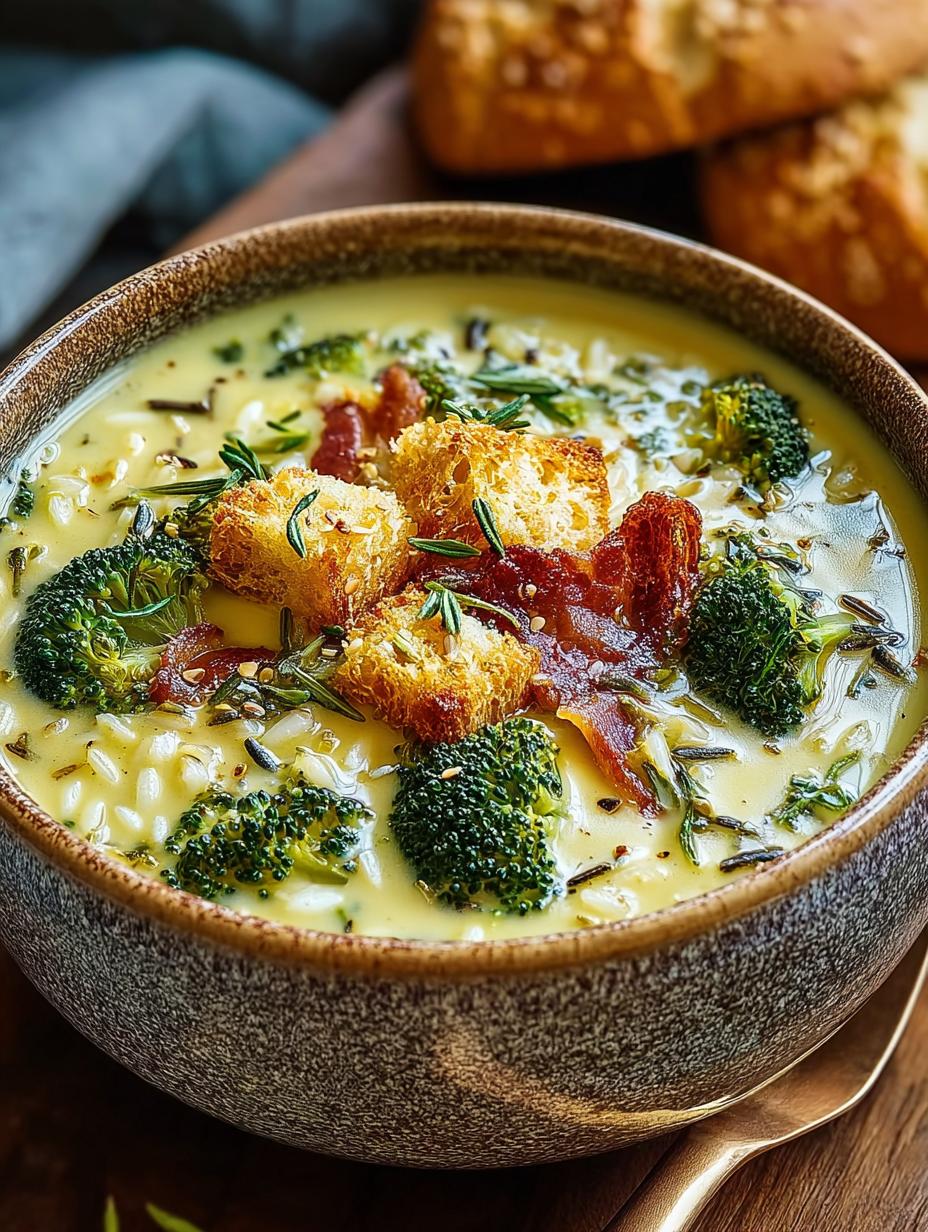 Broccoli Cheddar Orzo Soup