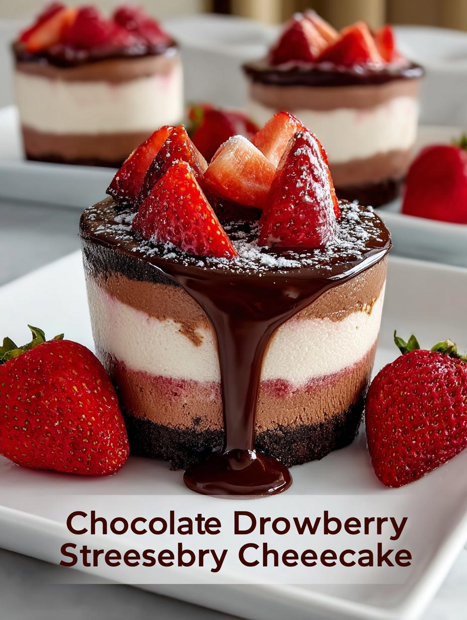Indulge in Decadent Chocolate Strawberry Swirl Cheesecake - Chocolate Strawberry Swirl Cheesecake - additional detail