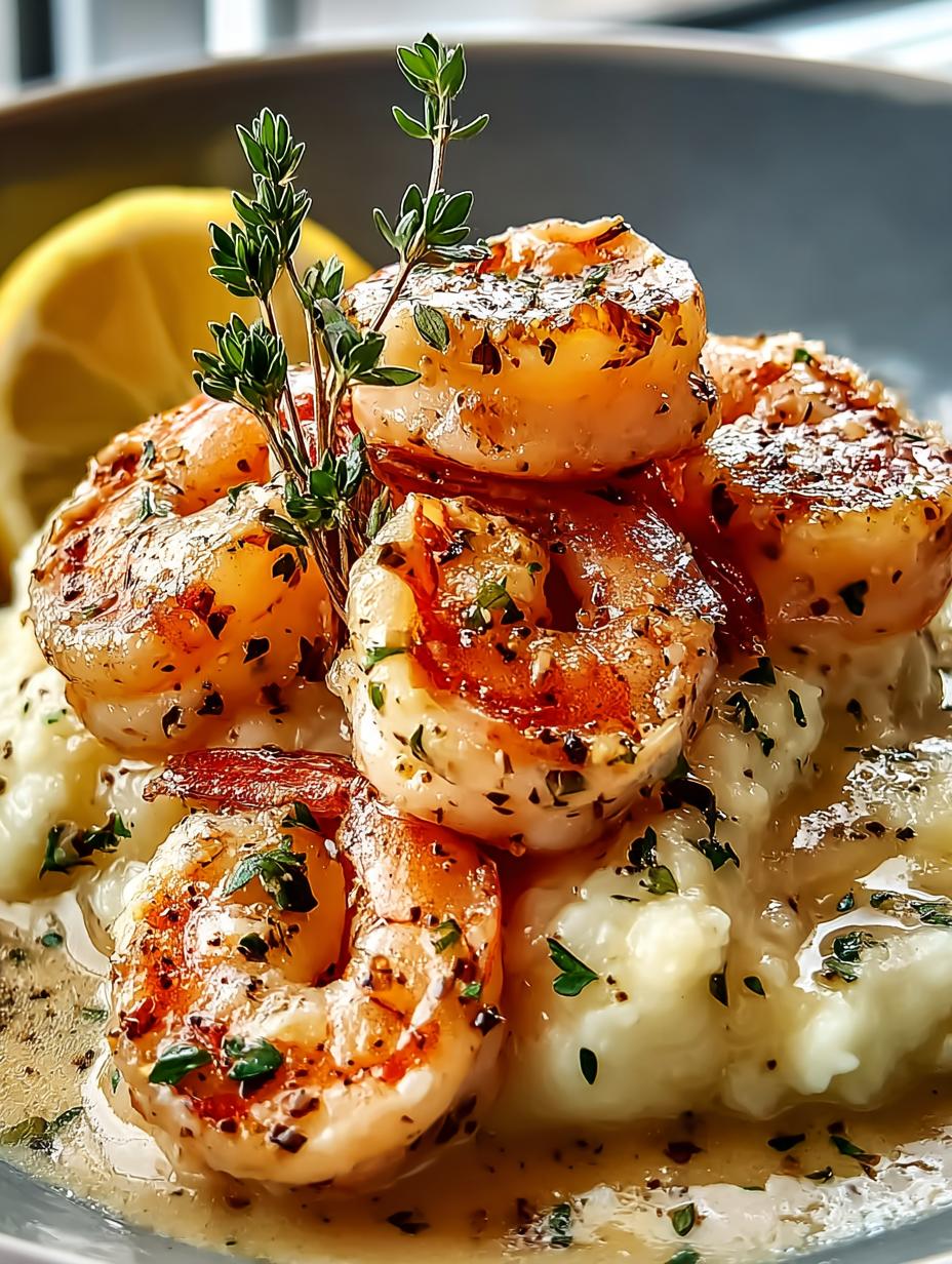 Creamy Garlic Shrimp Over