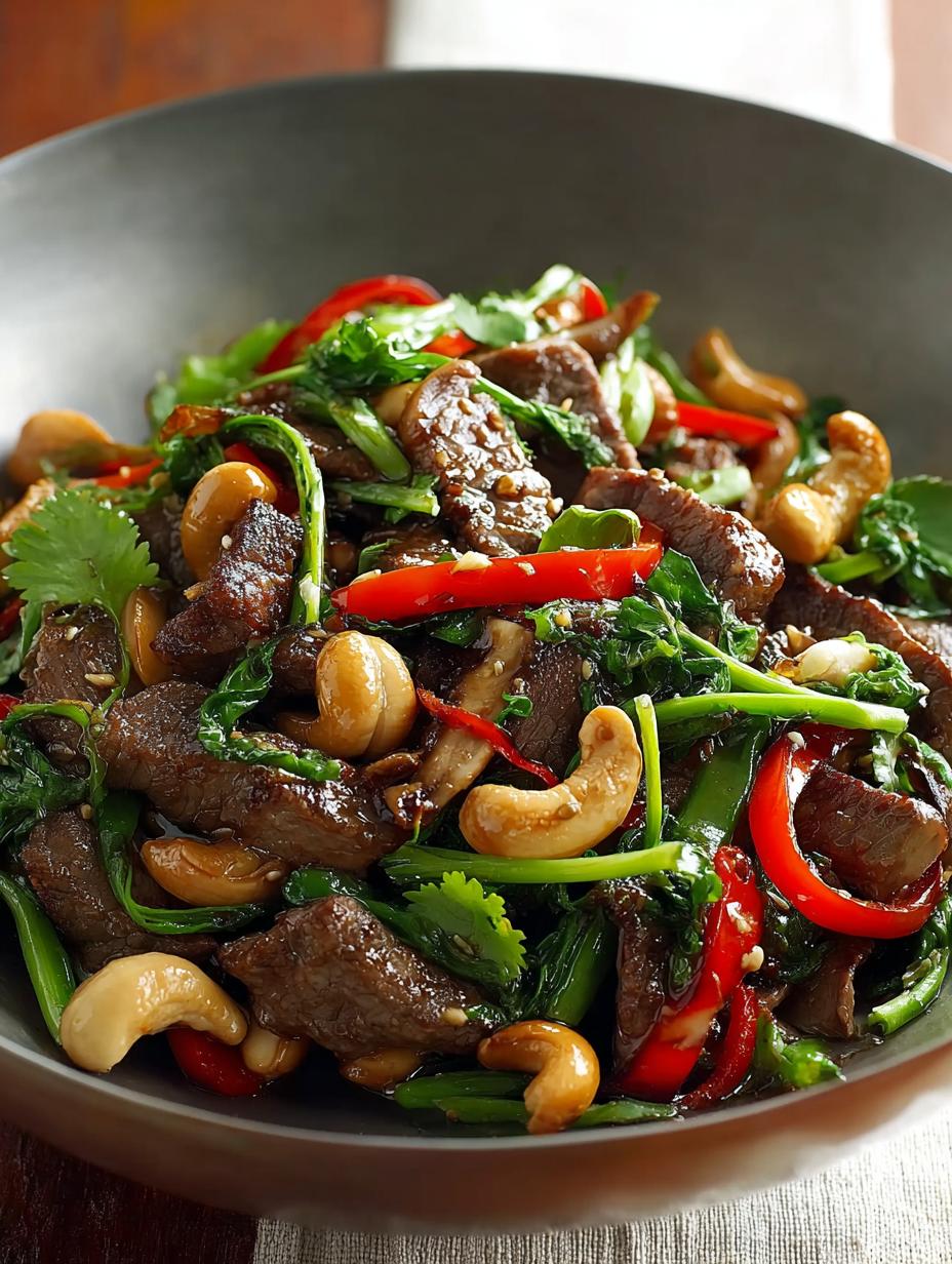 Mushroom Beef Cashew Stir