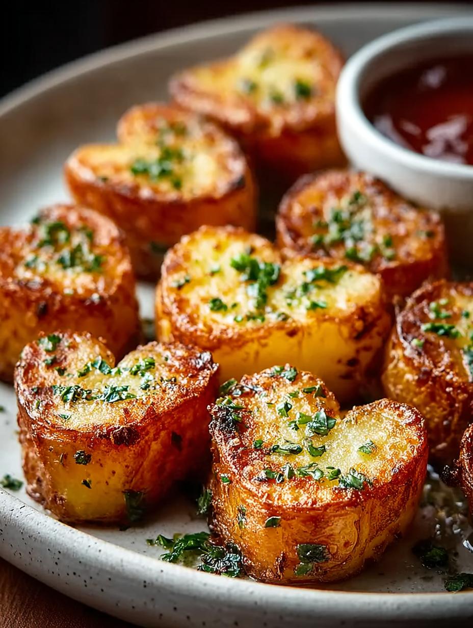 Delicious garlic roasted potatoes with herbs