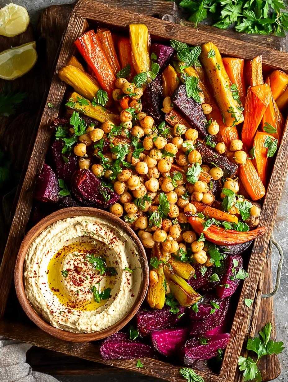 Vibrant Roasted Vegetable Hummus Platter Delight - Roasted Vegetable Hummus Platter - main visual representation