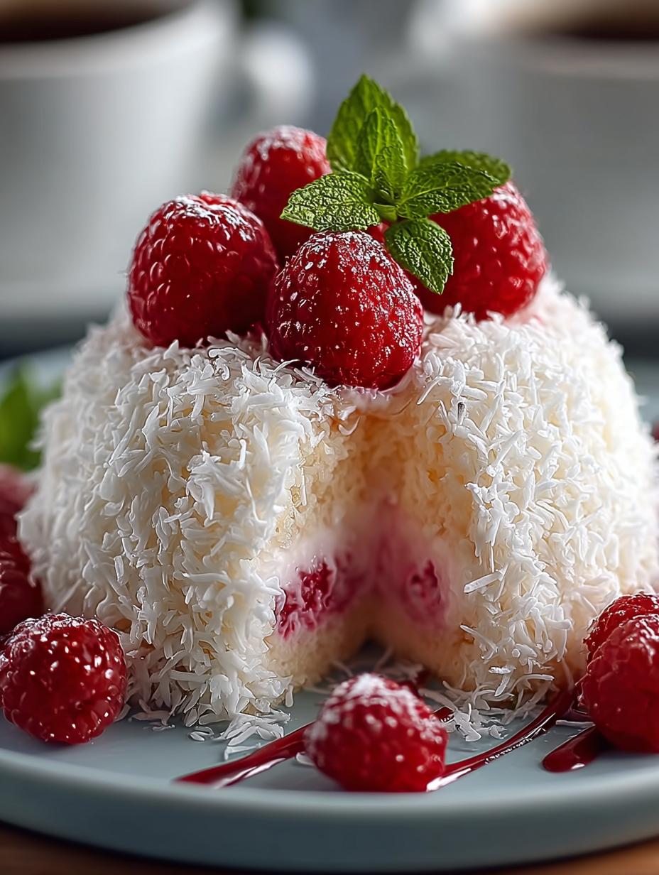 Delightful Snowball Cake with Raspberry Coconut Twist - Snowball Cake - main visual representation