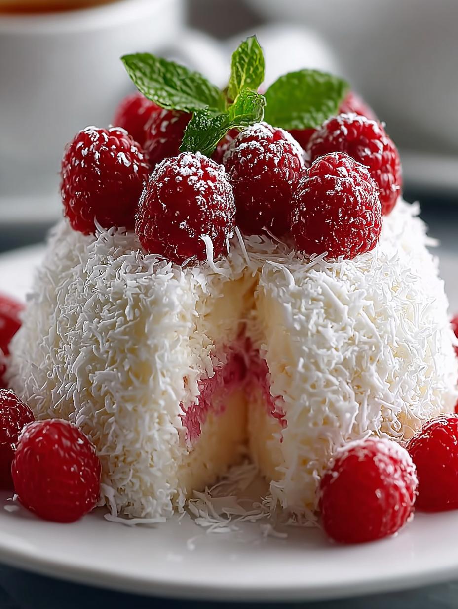 Delightful Snowball Cake with Raspberry Coconut Twist - Snowball Cake - additional detail