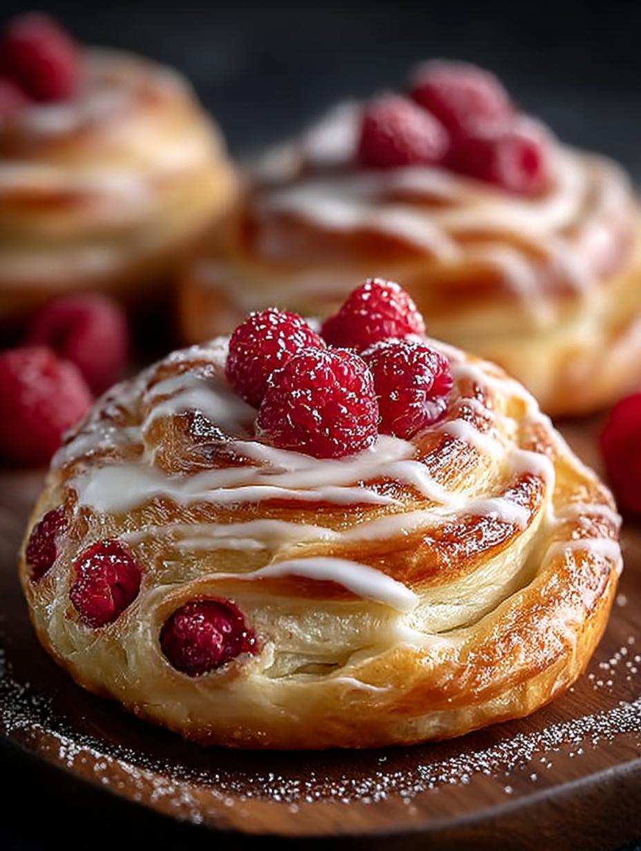 Delicious Sugar Raspberry Danish Bun ready to be served