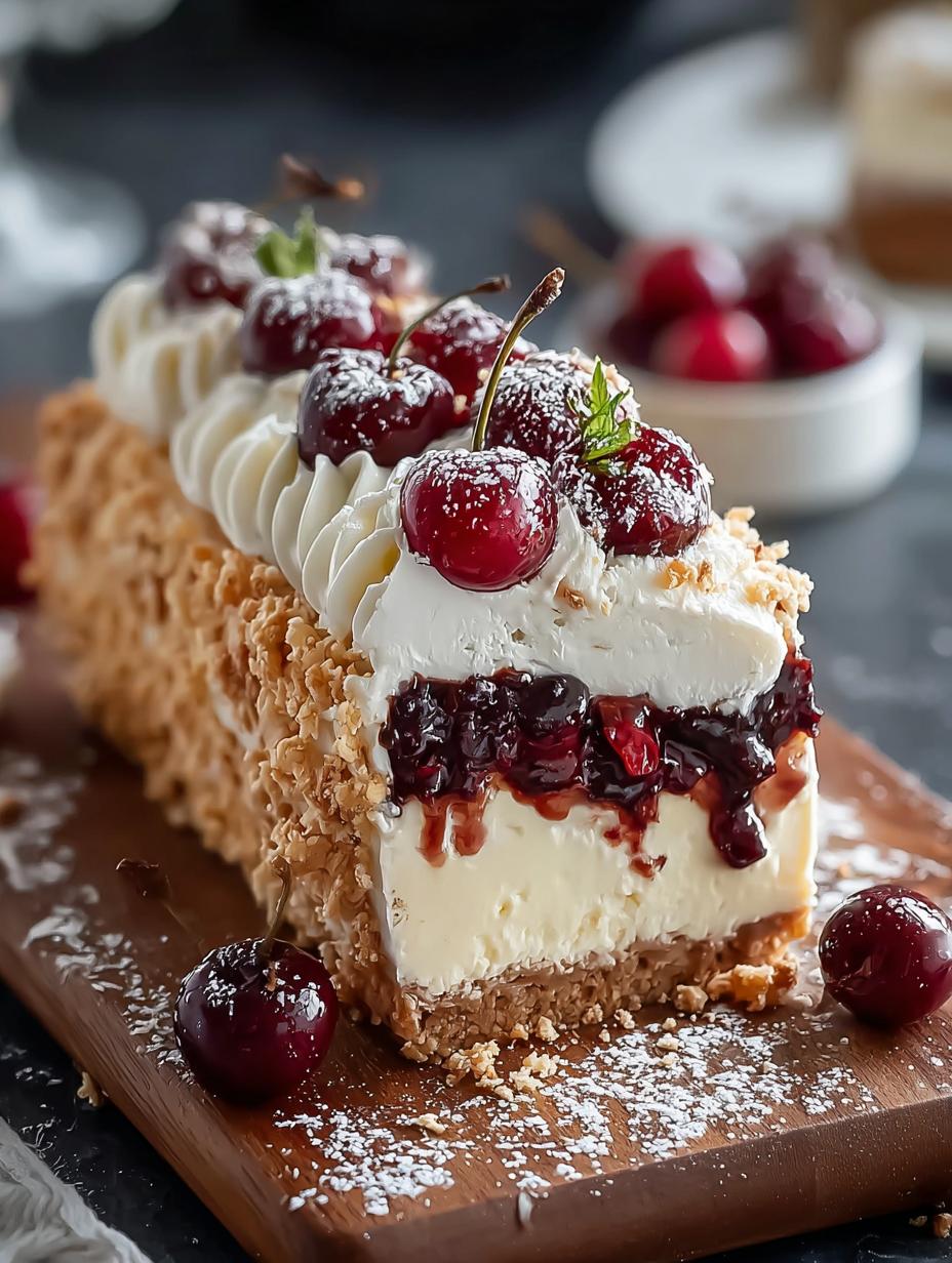 Delightful White Forest Crackle Cheesecake Log Recipe - White Forest Crackle Cheesecake - main visual representation